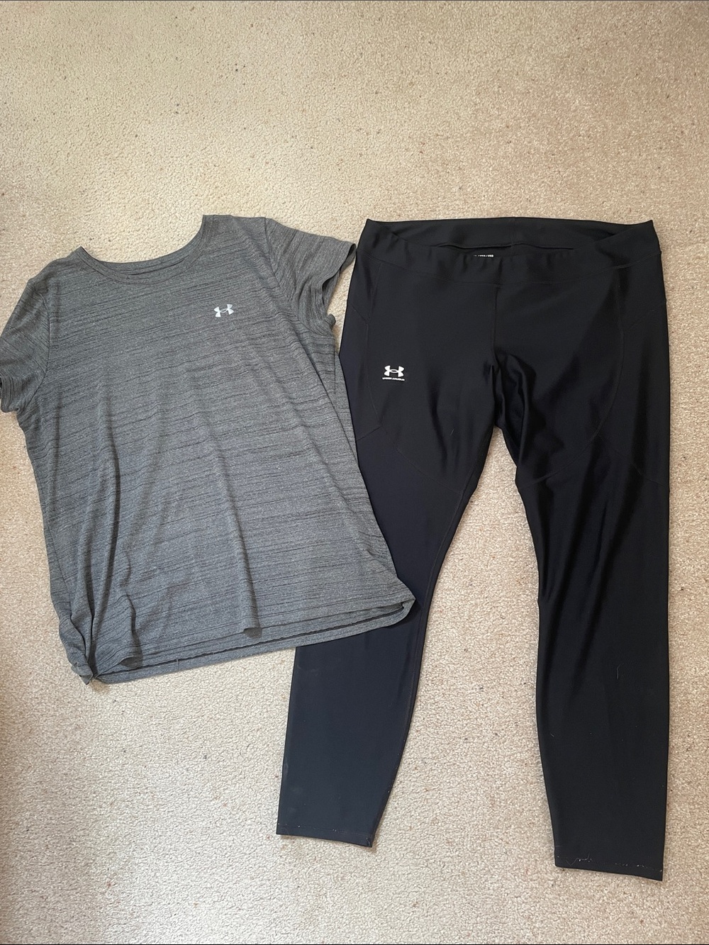 Under Armour Black Leggings with Heather Gray Tee